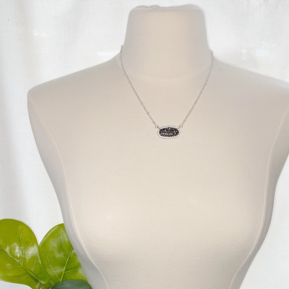 Silver-tone and Marcasite Like Stones Necklace